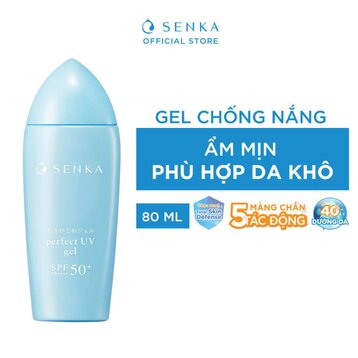 Gel Sữa Chống Nắng Senka Ẩm Mượt Cho Da Khô 80g Perfect UV Gel SPF50+ PA++++